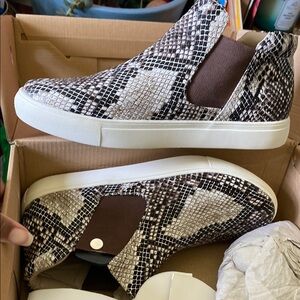 Coconuts by Matisse Brown and White Sneakers with Snake Print